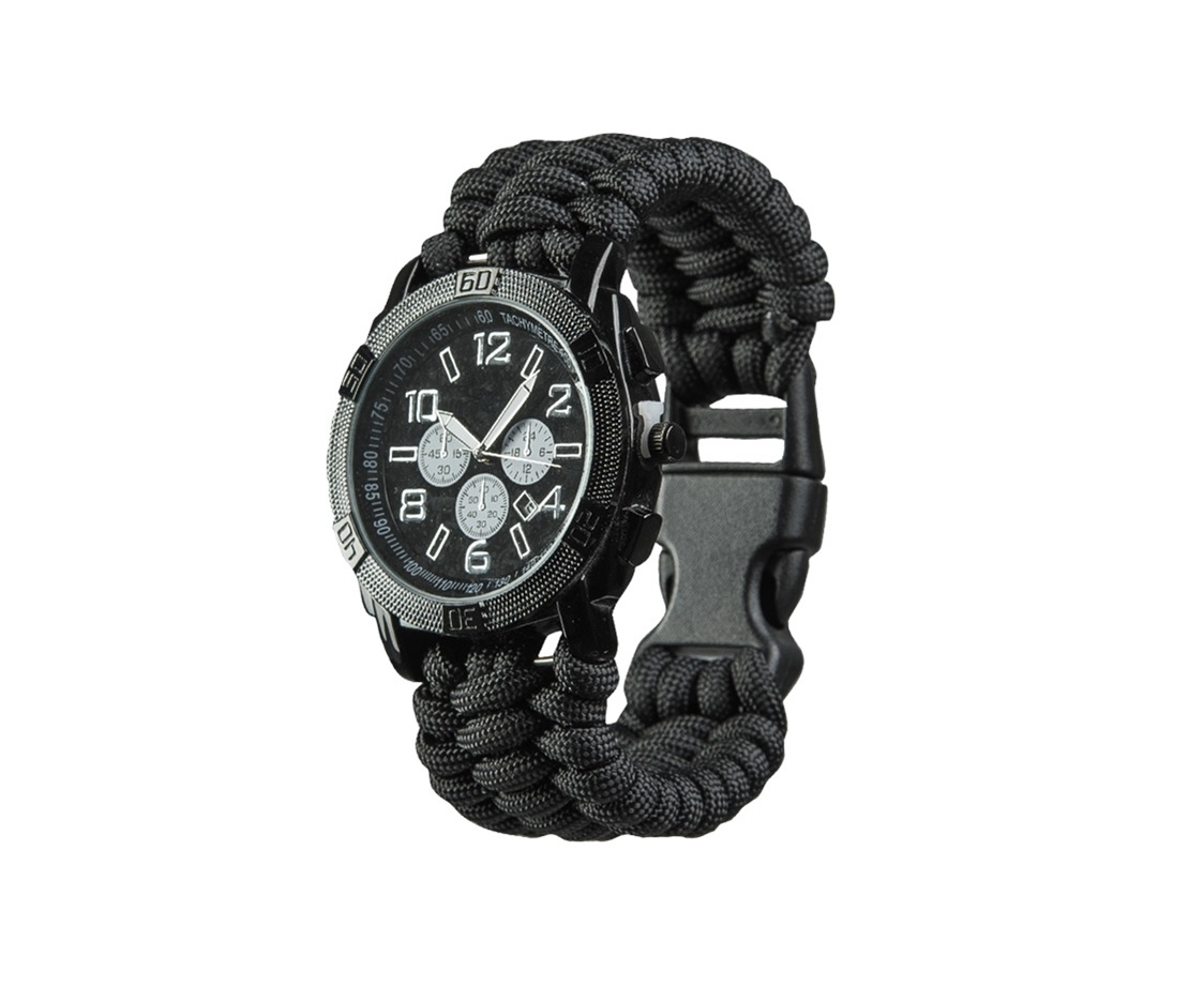 BRATARA PARACORD CU CEAS - BLACK